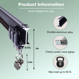 Cbsroro Flexible Ceiling Curtain Track, Bendable Room Divider Curtain Tracks with Clips for Ceiling Mount, Heavy Duty Curtains Rails for Wall Bedroom Hospital Shower Privacy RV, Aluminum, Black, 21 FT