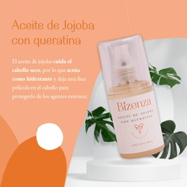 Bizenza - Aceite de Jojoba para Cabello - con Queratina - Pelo Seco - Sella las Puntas - Evita el Frizz y Encrespamiento - Hidrata en Profundidad - 100 ml