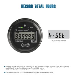 Runleader RL-HM069B Digital Hour Meter,Working Voltage AC 6V to 85V and DC 6V to 60V,Waterproof Design.