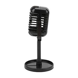 Vikye Modelo de Accesorios de Micrófono Retro, Micrófono de Apoyo Vintage de Alta Calidad, Adorno de Mesa de Escenario de Micrófono de Plástico Falso para Decoración de Fiesta (Negro)