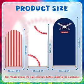 3 Pcs Baseball Arch Backdrop Cover 4ft, 5ft, 6ft Arch Covers Stretchy Backdrop Sports Baseball Arch Cover for Sports Theme Birthday Party Photo Background Arch Stand Stretchy Decoration