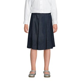 Lands' End Uniform Box Pleat Skirt Below The Knee Classic Navy Kids 12