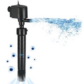 COOSPIDER Aquarium U-V Filter Green Clean Machine for 40-100 Gallon Fish Tank Crystal Clear 300GPH Submersible Water Pump Air Supply Wave Maker Green Killing