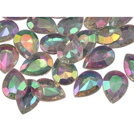 Allstarco 100PCS 18x13mm Crystal Teardrop Decorating Gems AB Coating for Table Scatter Wedding Decorations Vase Fillers