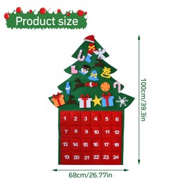 Pagezol Felt Christmas Tree Advent Calendars for Kids, 24 Day Christmas Countdown Advent Calendar, DIY Felt Christmas Tree with Pockets Xmas Gifts for DIY Christmas Ornaments Hanging Decorations