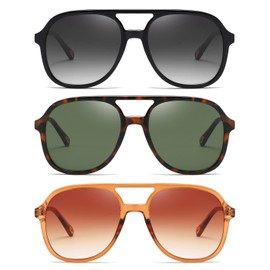 MASDUN Retro Square Aviator Sunglasses Womens Mens 70s Stylish Vintage Double Bridge Sun Glasses