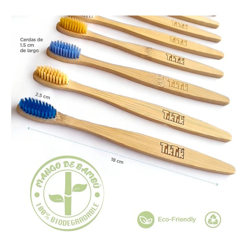 Cepillo De Dientes Bambu Biodegradable Ecologico Adulto 50pz Color Surtido