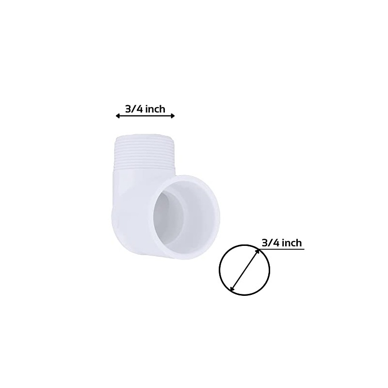 PVC 90 Degree Elbow Pipe Connector – 3/4 inch MNPT