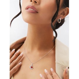 FindChic Star Necklace Ruby Necklaces for Women Sterling Silver Moon Birthstone Necklace CZ Diamond Jewelry