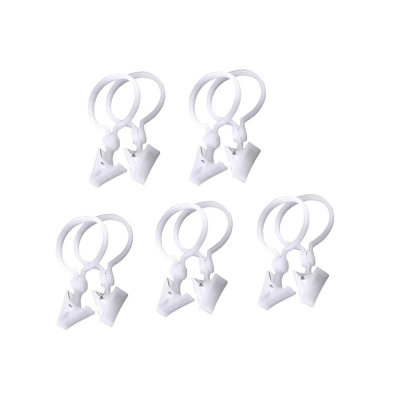 Zerodeko Shower Curtain Clips 10pcs 12x6cm Round Stable Plastic for