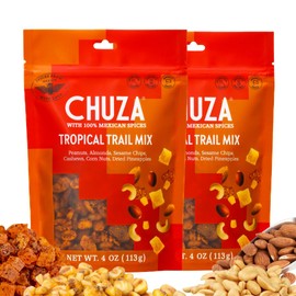 CHUZA Spicy Tropical Trail Mix – Bold & Crunchy Snack with 100% Mexican Spices – Peanuts, Almonds, Cashews, Sesame Chips, Corn Nuts & Dried Pineapples – No Cholesterol, High Protein – 4 oz