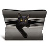 LIANGW Funny Black Cat Makeup Bag, Kitty Cosmetic Zipper Travel