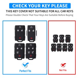 QBUC for Chevy Key Fob Cover,Soft TPU Car Key Case Protector with Leather Keychain Compatible with Chevy Silverado 1500 2500HD 3500HD Tahoe Suburban Colorado Canyon GMC Sierra Yukon Smart Key(Red)