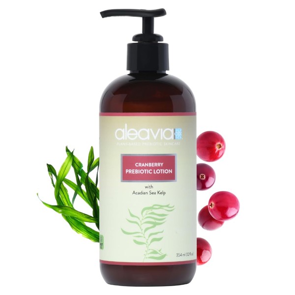 Aleavia Cranberry Prebiotic Body Lotion – Lightly Scented, All-Natural Moisturizing Seasonal Body Lotion with Organic Essential Oils – 12 Oz