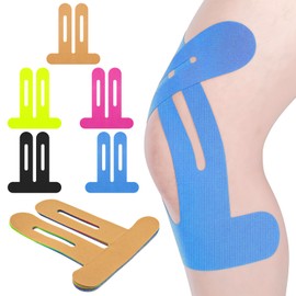 Pack of 10 Kinesiotapes Knee, Latex-Free Kinesiology Tape, Pre-Cut Knee, Waterproof & Elastic Physio Tape for Knee Pain, 22 x 25 cm (Blue)