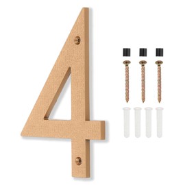 PATIKIL 8 Inch House Numbers, House Address Numbers Sign Large Floating Modern House Numbers with Screws for Outside Door Wall Street, Gold, 4