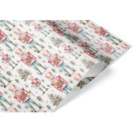 Beautiful Nutcracker Christmas Wrapping Paper, Watercolor Xmas Party Gift Wrap, Pastel Holiday Decor (12 foot x 30 inch roll)