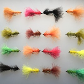 BestCity Fly Fishing WOOLLY BUGGER Set of 16 wooly buggers with FREE Clip shut Fly Box #337,