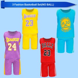 Miunana 6PCS Boy Doll Clothes Fashion Basketball Outfit Sports Suits Casual Wear Top and Pants for 12 Inch Male Dolls (Basketball NOT Include)