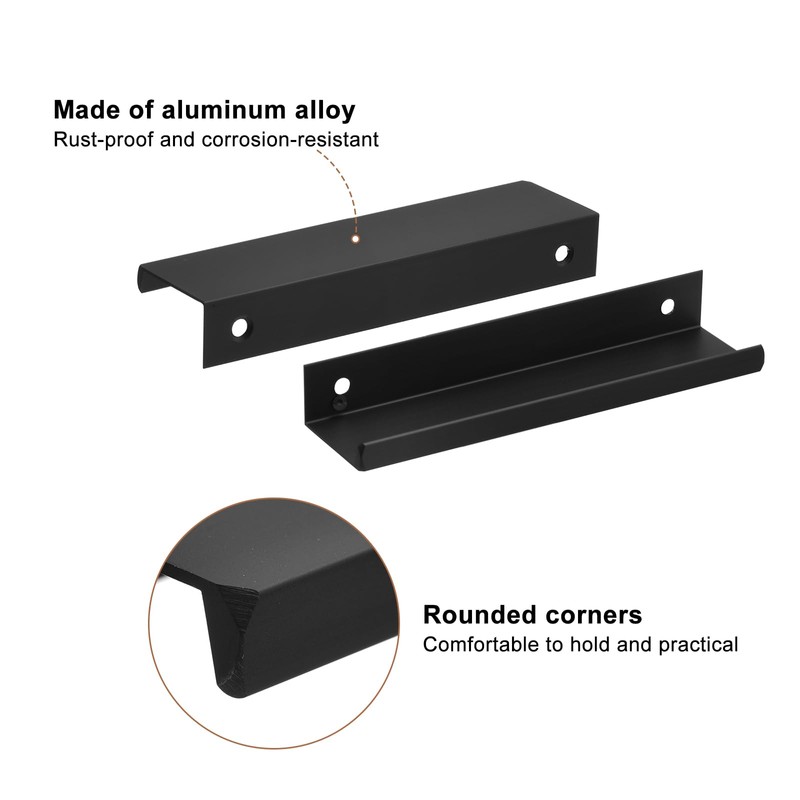 sourcing map Cabinet Finger Edge Pull, 6pcs 120mm/4.72 Aluminum Alloy