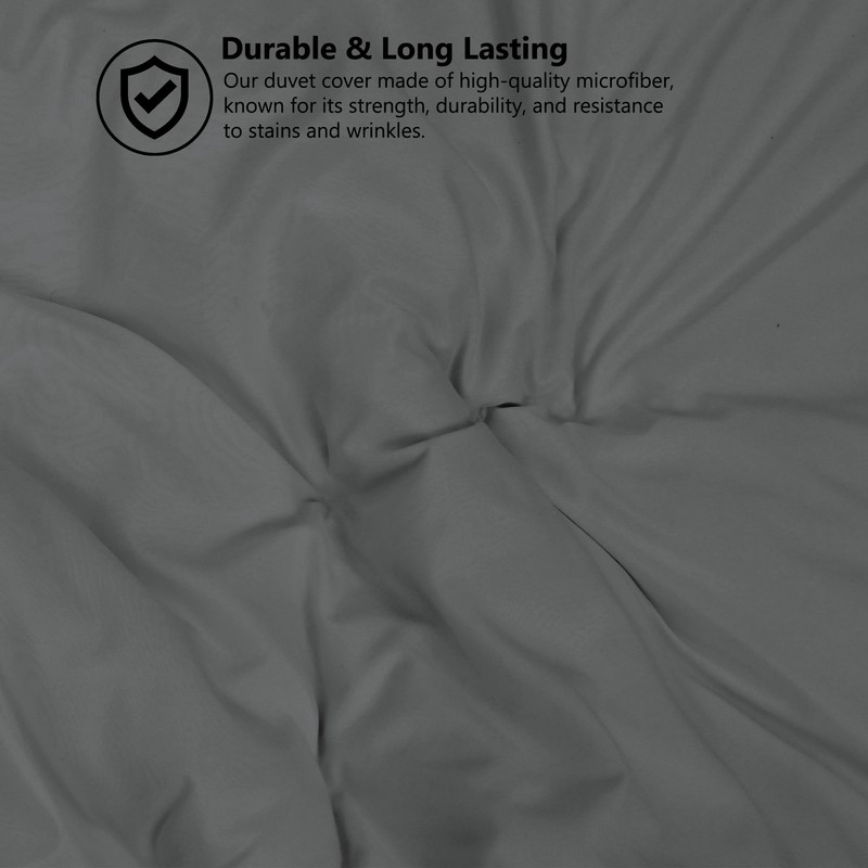SSW HOMES Double Duvet Cover Charcoal - 3 Pcs Brushed