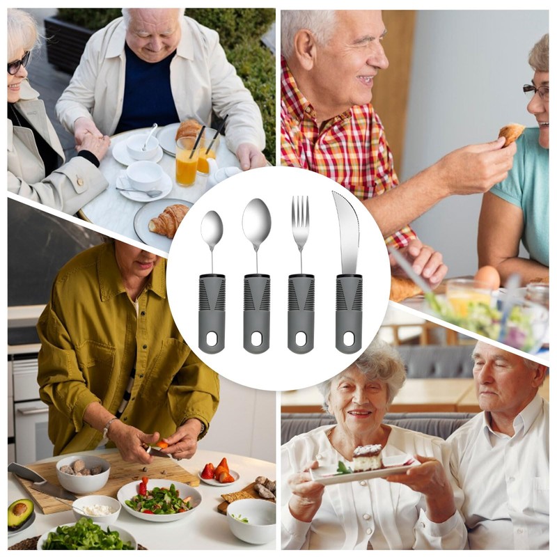 Extra Wide Handles Easy Grip Cutlery Set of 4 Disability