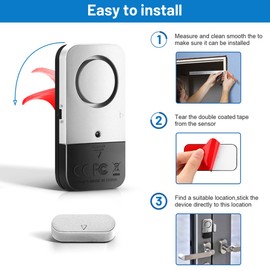 Door Window Alarm Sensor Wireless Door Sensor Anti-Theft Alarm Compatible With Alarm Host for Smart Home Automation Security Alarm System  Four-Piece Set