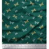 Soimoi Green Rayon Fabric Dragonfly Insects Printed Fabric 1 metre