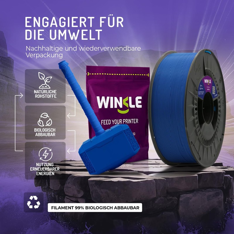 WINKLE PLA Tough Filament 1.75 mm Dark Blue, 300 g