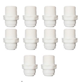 Malida Straight 1/2" Thread Male to 3/8" Push Tube Quick push to Connect Fittings for Water Purifiers RO Reverse Osmosis Systems. (10 Pack)