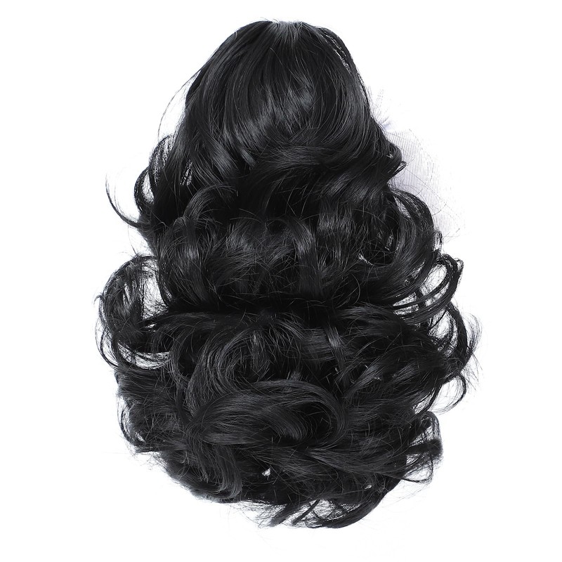Yamel Ponytail Extension Short Cute Curly Wavy 1B Natural Black