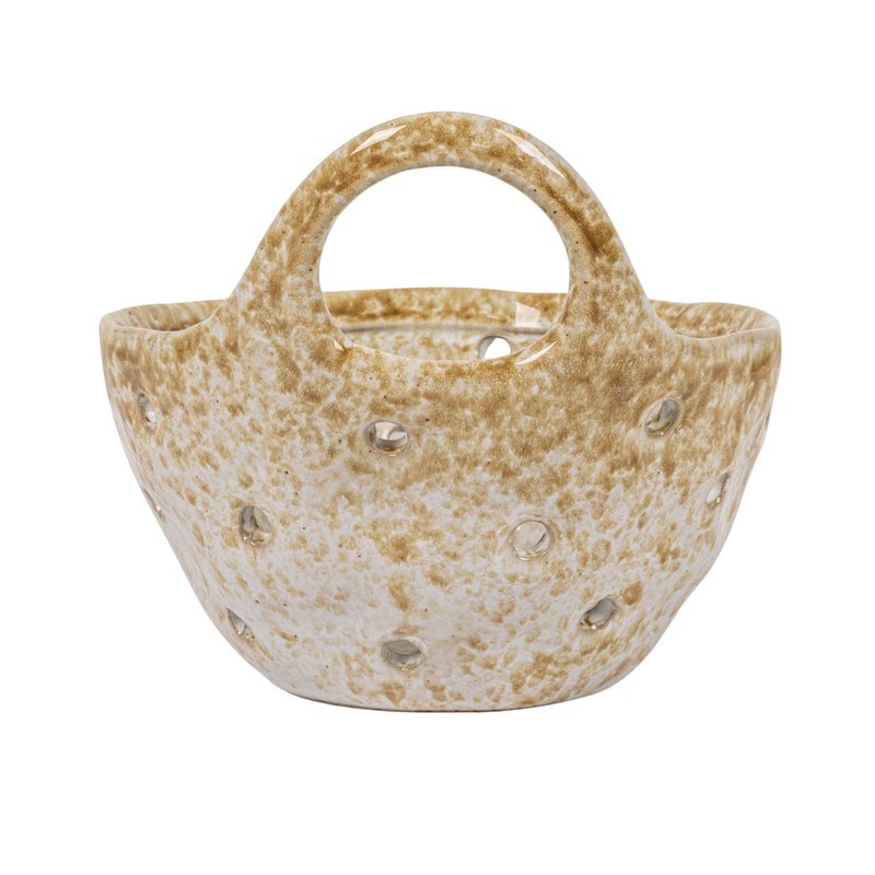 Creative Co-Op Stoneware Colanders with Handles, Set of 2