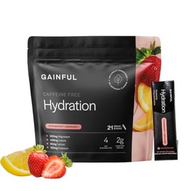 Gainful Sobres de polvos hidratantes sin cafeína con electrolitos clave, magnesio y sodio, refuerzo energético, bajo contenido de azúcar, limonada de 