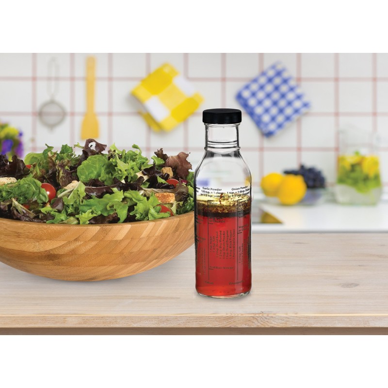 Kolder Salad Dressing Mixer Bottle with 8 Classic Light Recipes,