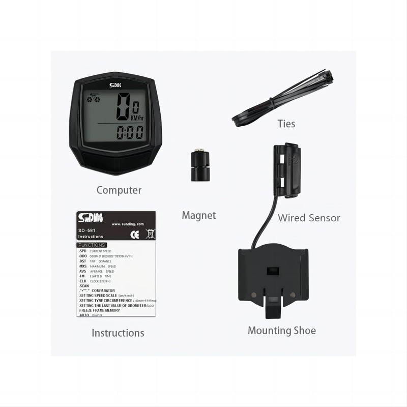 zalati Bicycle Computer Speedometer Stopwatch LCD Display Wired Sensor Connection