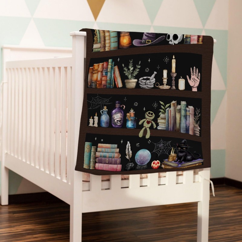 Witch Blanket, Spooky Skulls Black Cat Witches 40 x 50