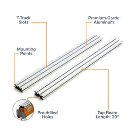 Bora Speedhorse 39" TRX TopTrack 2x4 T Track Rails for Saw Horses 2 Pack – Durable Aluminum Sawhorse Supports - Compatible with Woodworking Clamps and Accessories PM-4565