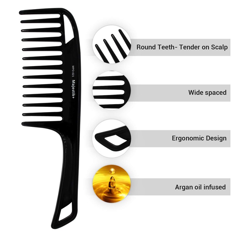 Wide Tooth Hair Comb Argan Oil Infused With Comfortable Handgrip