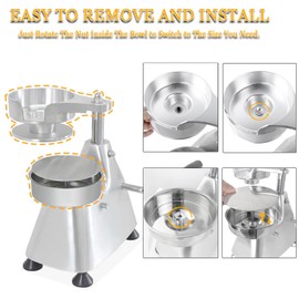 CTJ 3 in 1 Commercial Burger Patty Maker 4/5/6 Inch Stainless Steel Hamburger Press Heavy Duty Hamburger Beef Patty Maker Meat Forming Processor with 1200 Pcs Patty Papers for Beef Pork Chicken Patty