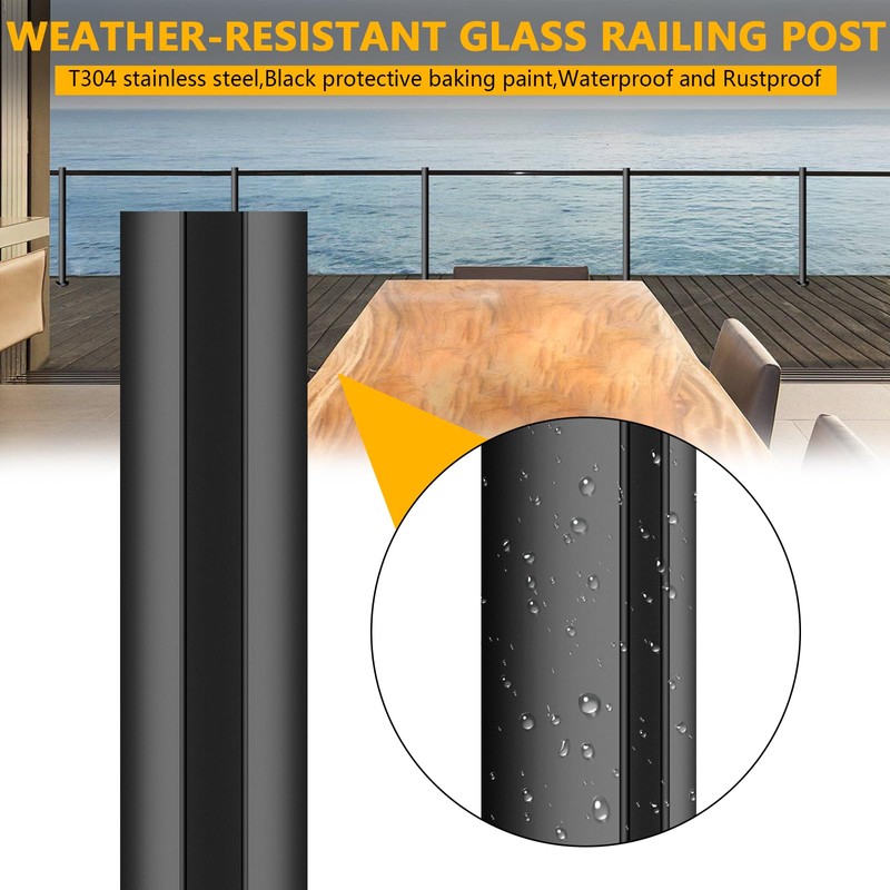 VoTwoofv Round Glass Railing 35.8",304 Stainless Steel Glass Balustrade Post
