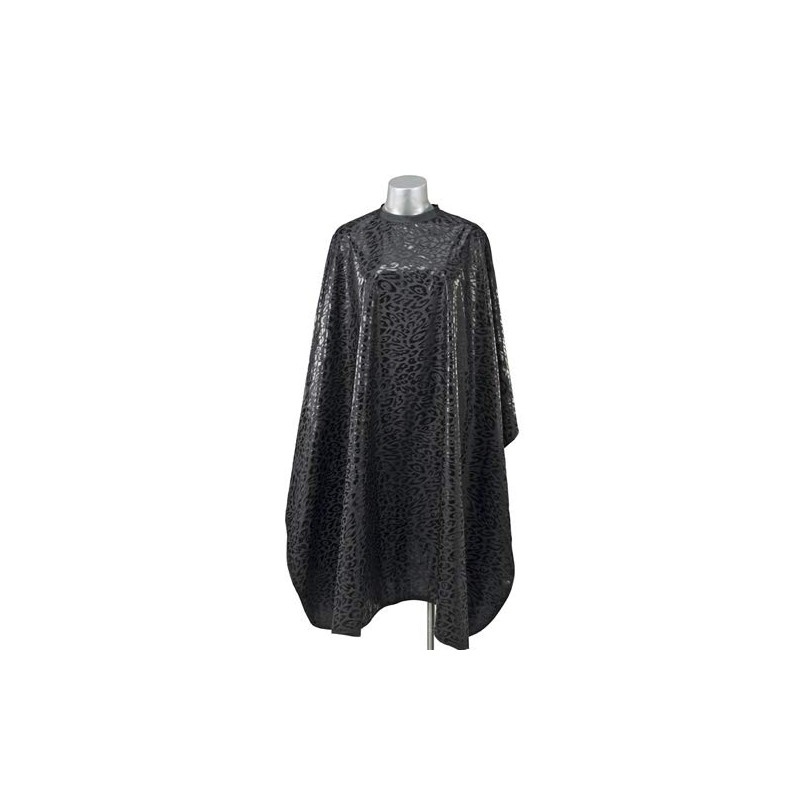 BeautyLove Hair Stylist Cape Black on Black Leopard Print Snap