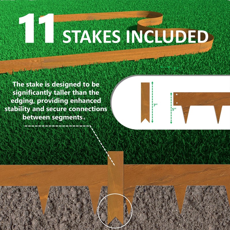 33ft. Cor-Ten Steel Landscape Edging (10-Pack) – 40" Metal Edging