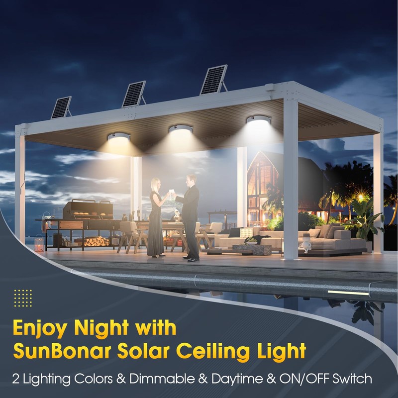 SunBonar Solar Lights Indoor Home, Daytime Dimmable Ceiling Light with