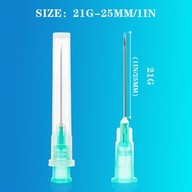 Paquete de 100 agujas dispensadoras desechables de calibre 21 de 1 pulgada con tapa para herramientas de medición de laboratorio industrial y científico, envueltas individualmente