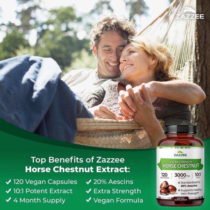 Zazzee Extra Strength Horse Chestnut 10:1 Extract, 20% Aescins, 120