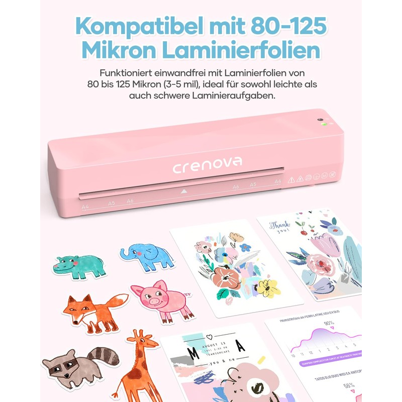 Crenova Laminator A4/A5/A6, Quick Laminator with 10 Laminating Pouches, Personal