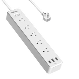 JcBlaon 6Ft Power Strip Surge Protector with 3 USB Ports(1 USB C), Flat Plug Extension Cord with 5 AC Widely-Spaced Outlets, Wall Mount, Desktop Charging Station for Home Office Dorm