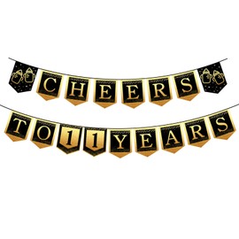 11th Happy Birthday Banner, 11 Year Old Birthday Decorations for Girl or Boy, Amazing Party Bunting Decoration, Hanging Decor for Daughter or Son