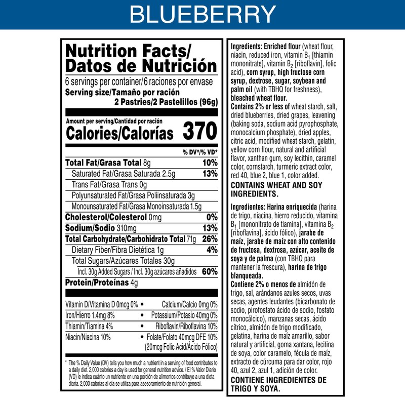 Pop-Tarts Toaster Pastries, Breakfast Foods, Kids Snacks, Frosted Blueberry, 20.3oz