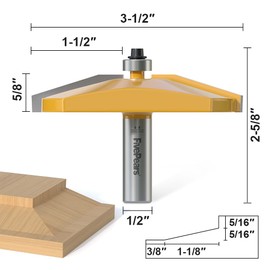 FivePears Bevel Raised Panel Router Bit 1/2 Inch Shank for Making Cabinet Door, 3-1/2-Inch Diameter, Used in Combination with Rail and Stile Router Bit